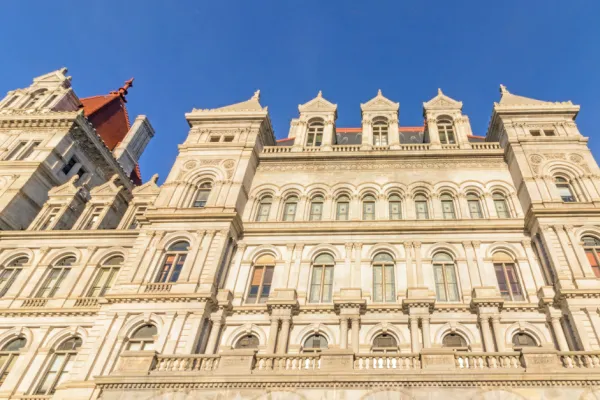 Close up of the side of the NYS Capitol building