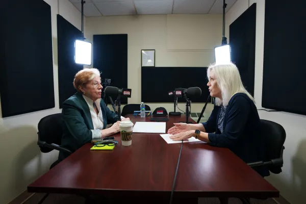 DOL Commissioner and NYS AFL-CIO Communications Director talking in podcast studio