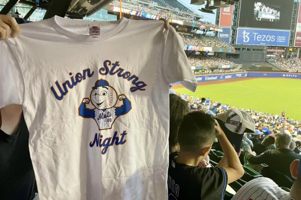 Union Strong night t-shit held up at Citi Field during game