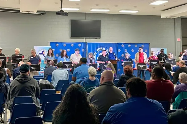 ceremony honoring workers who lost their lives on the job