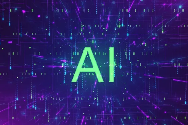 Graphic with 0s and 1s in background that says "AI" in the middle