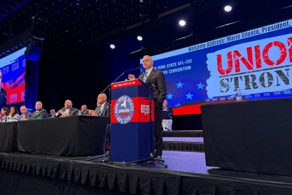 president cilento on stage at convention