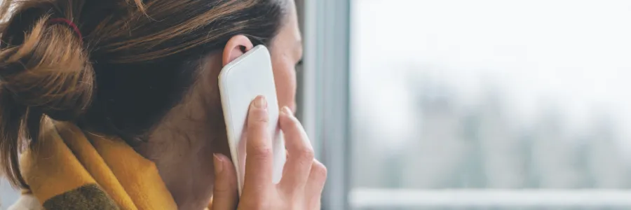person talking on cell phone side profile