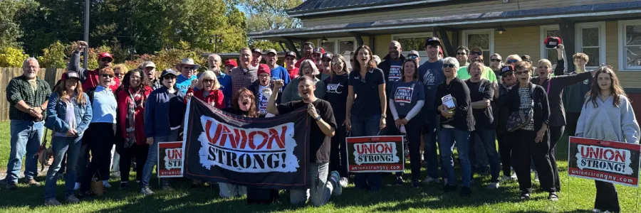 group of people at a labor walk