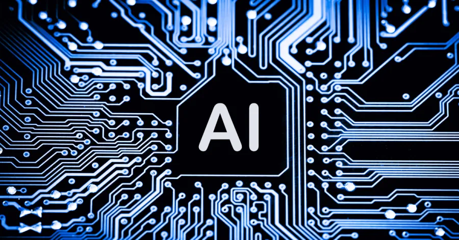 Graphic that looks like a computer chip with "AI" in the middle